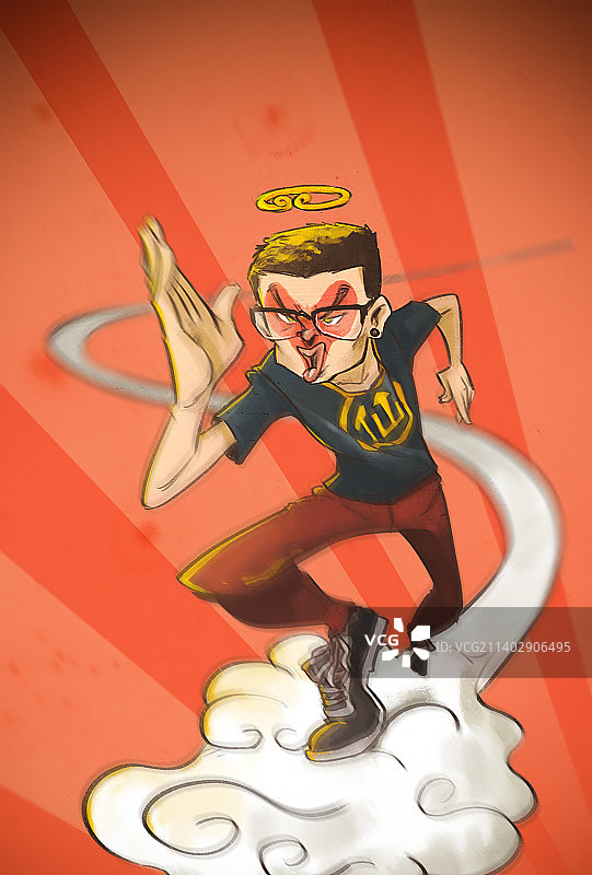 踩云彩飞翔的人物图片素材