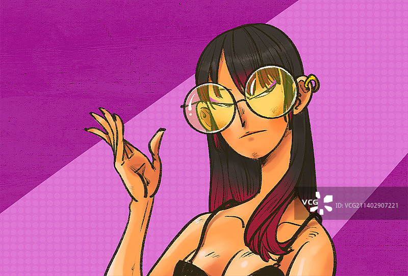 黄色眼镜的女人图片素材