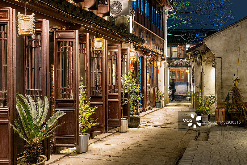 周庄古镇夜景图片素材