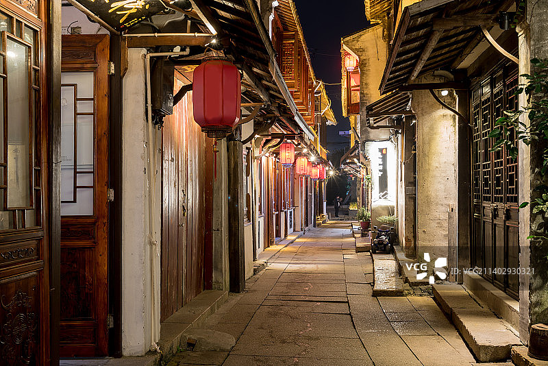 周庄古镇夜景图片素材