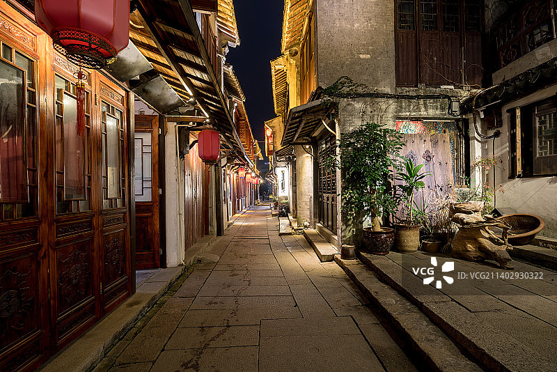 周庄古镇夜景图片素材