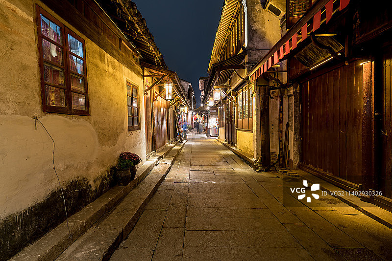 周庄古镇夜景图片素材