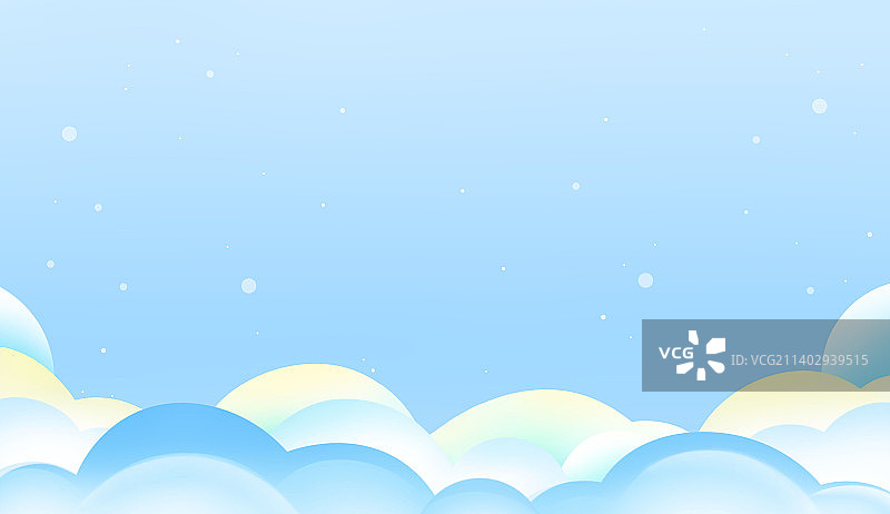 蓝色唯美卡通雪与云插画图片素材