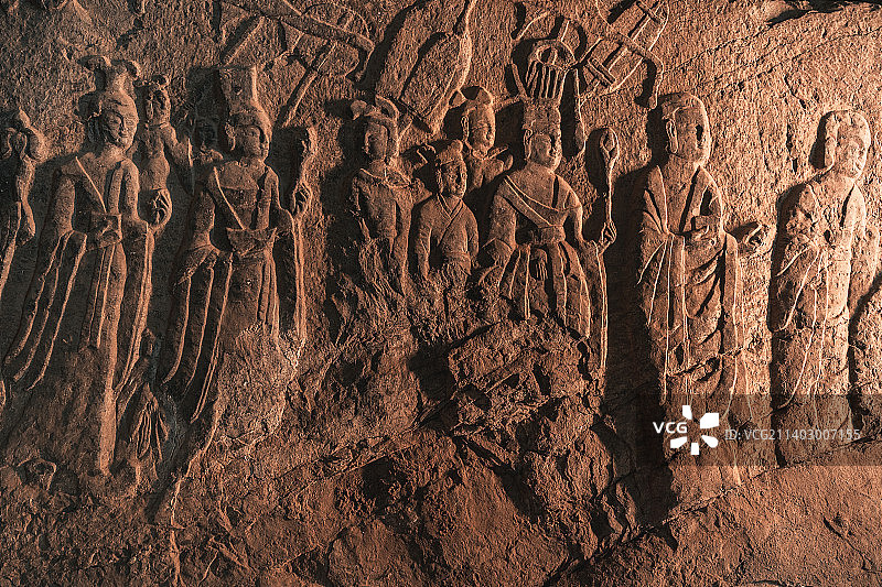 龙门石窟皇甫公窟皇帝礼佛图图片素材