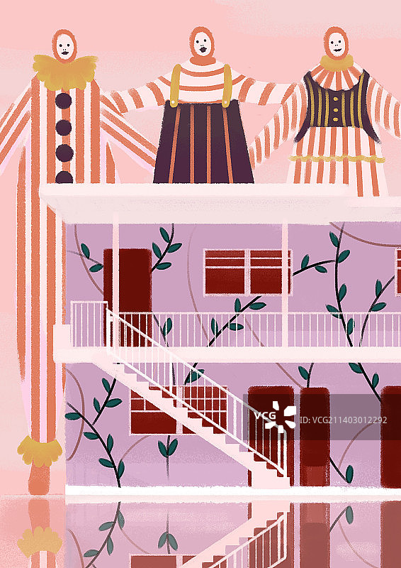 小丑马戏团建筑藤蔓创意图片素材