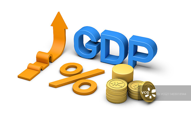 GDP生产总值上升三维图形图片素材