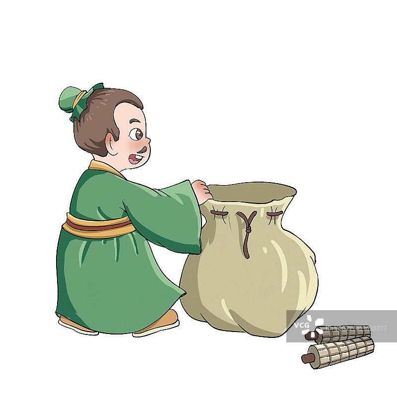 一个古人打开了他的袋子图片素材