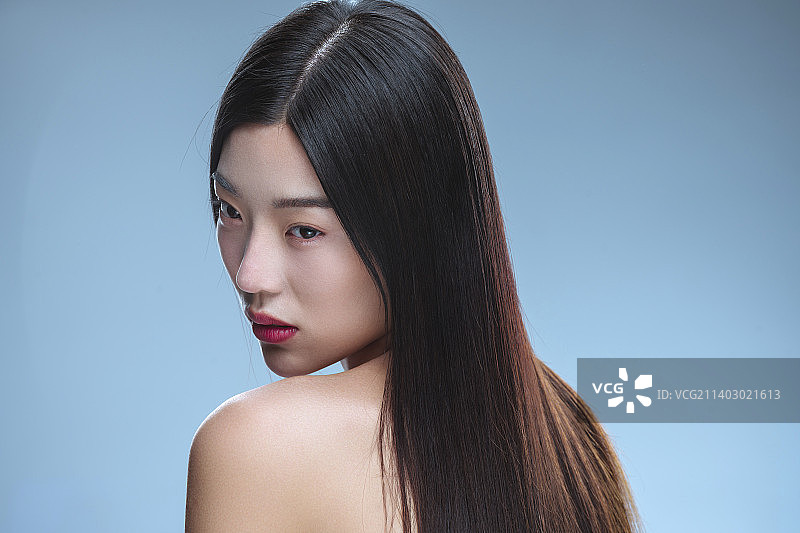 直发美女图片素材