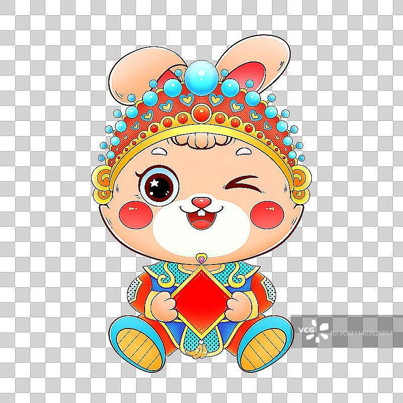 新年春节兔年抱抱兔抱斗方图片素材