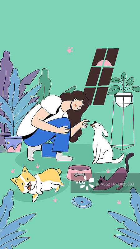 我和宠物日常图片素材