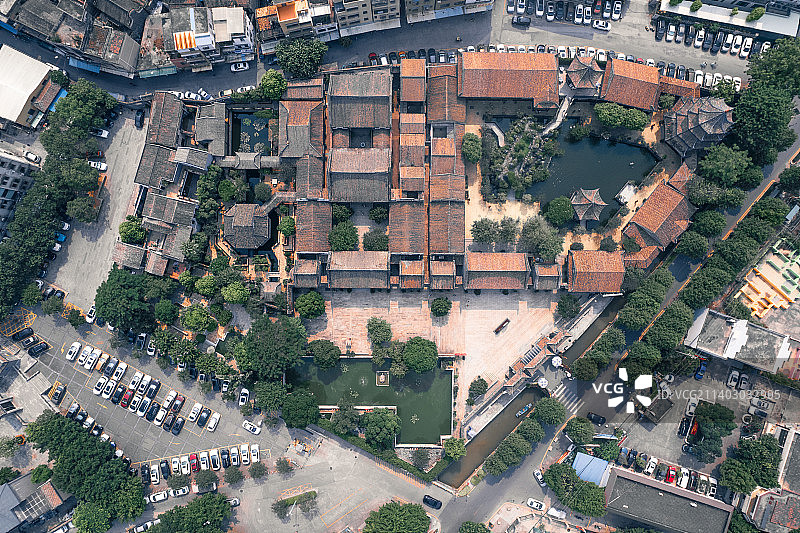 航拍广州番禺余荫山房岭南园林古建筑图片素材