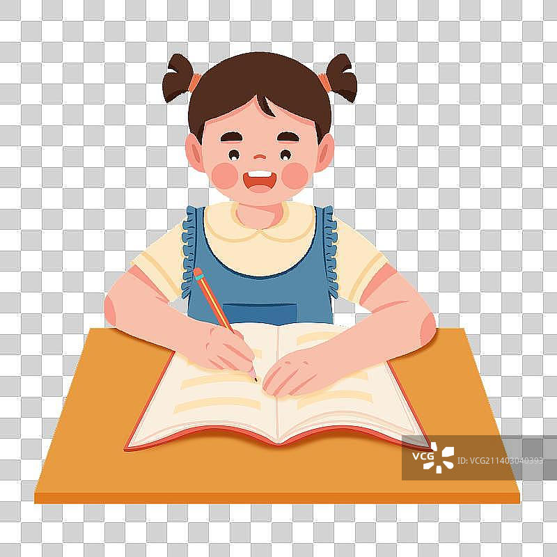 在书桌上写作业的儿童图片素材