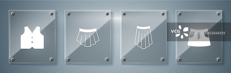 套装：裙子、马甲和方形玻璃面板图片素材
