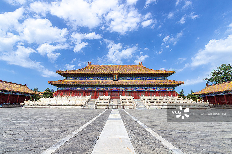 蓝天白云下的北京太庙图片素材