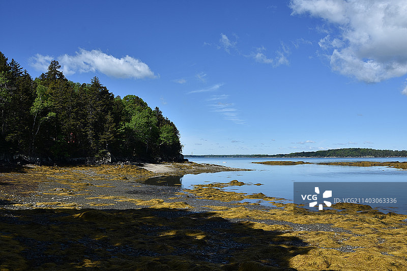 缅因州卡斯科湾岛屿海岸线图片素材