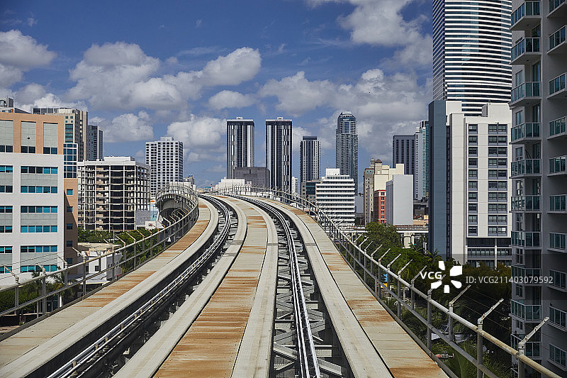 俯视角度拍摄的城市现代建筑，迈阿密，佛罗里达州，美国图片素材