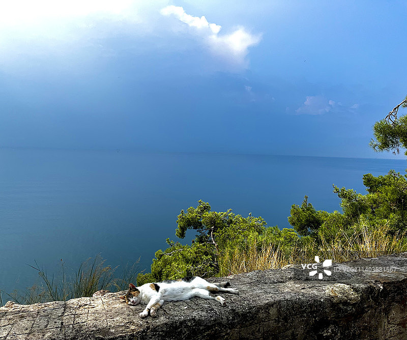 海边岩石高角度景观图片素材
