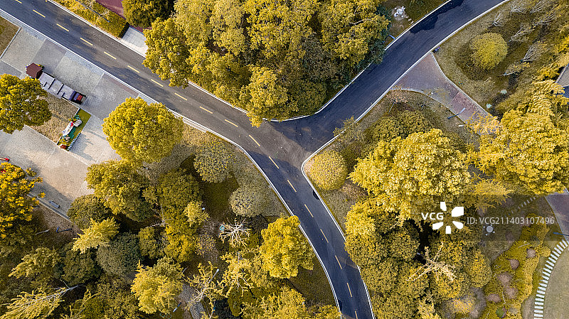 长沙洋湖湿地公园公路航拍视角图片素材