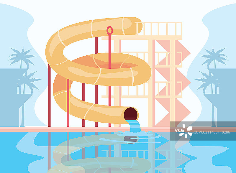 带黄色滑梯的水上乐园图片素材