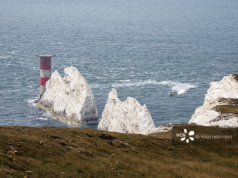 怀特岛西端的一组白垩岩柱，英国图片素材