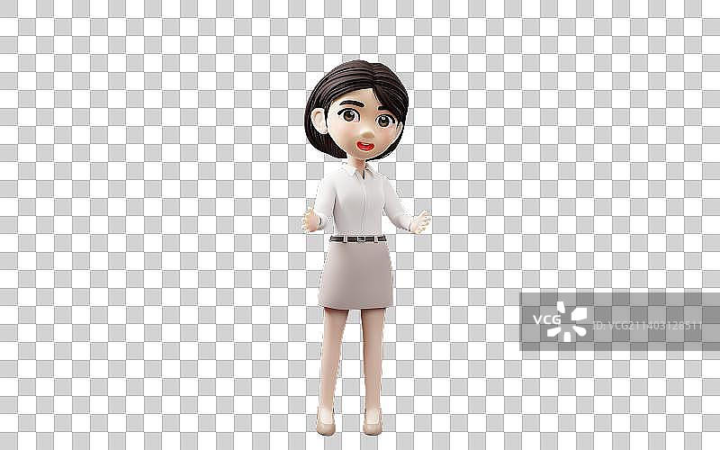 短发的卡通女性3D渲染图片素材