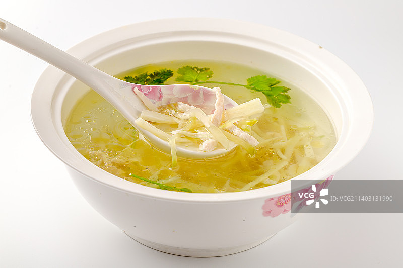 茭白榨菜鸡丝汤图片素材