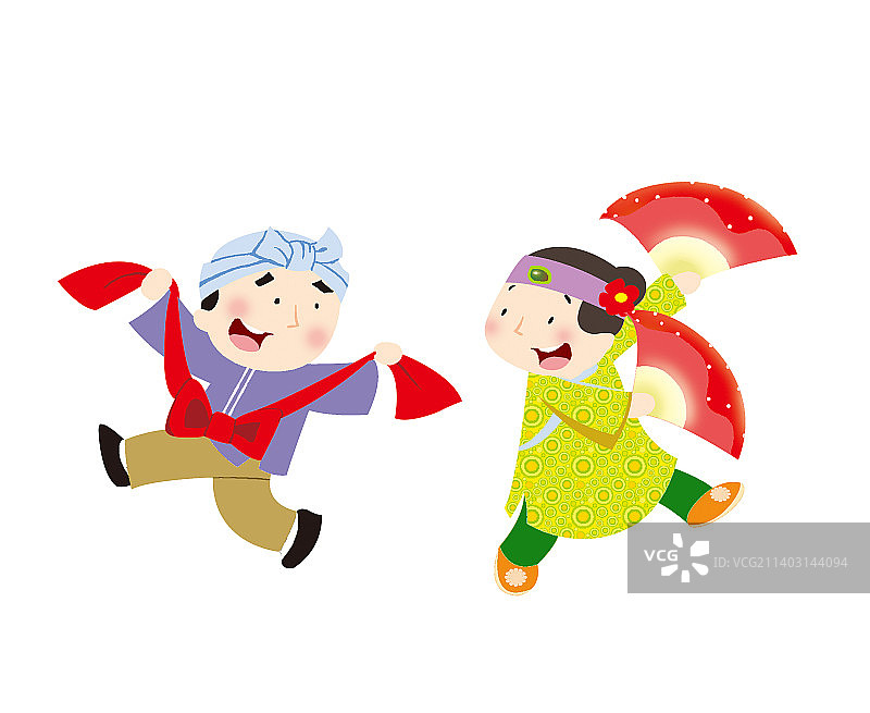 插画：扭秧歌图片素材