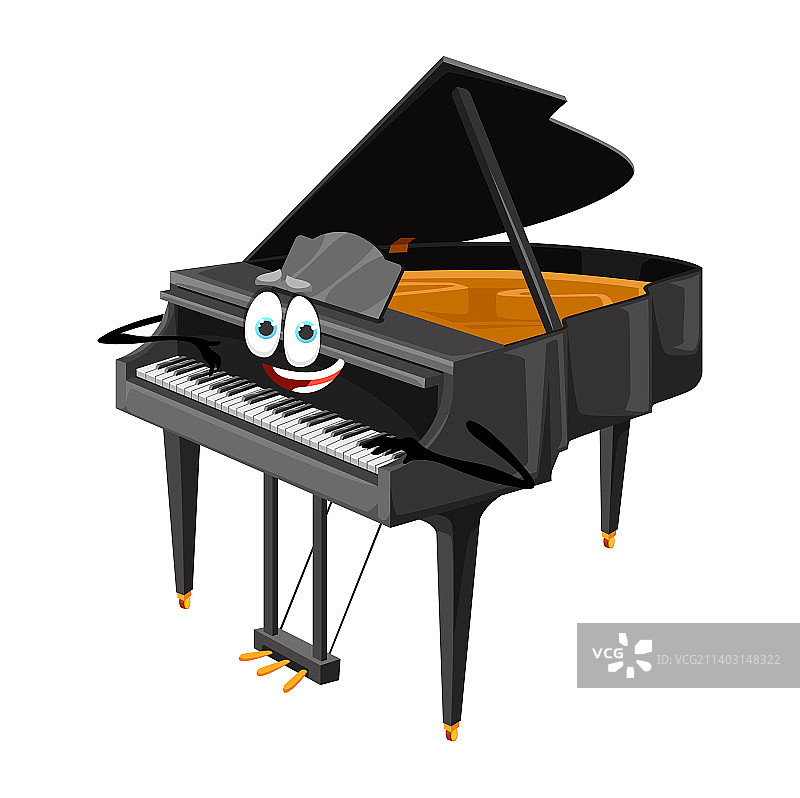 卡通三角钢琴字符键乐器图片素材