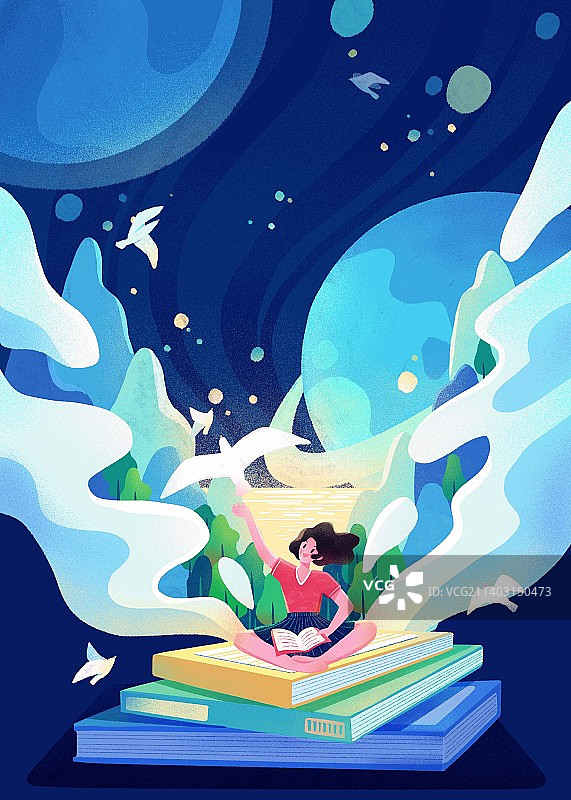 读书学习插画图片素材