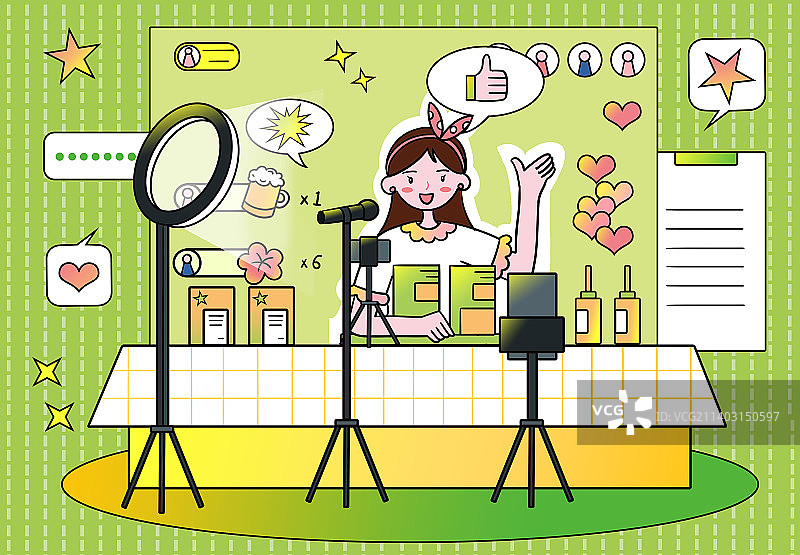 在线直播插画图片素材