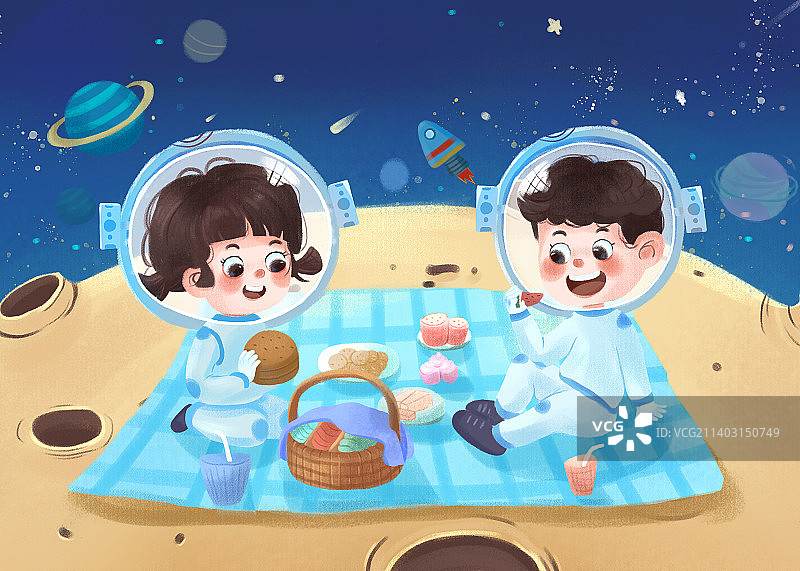 在星球上野餐图片素材