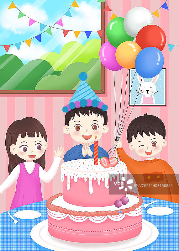 过生日插画图片素材
