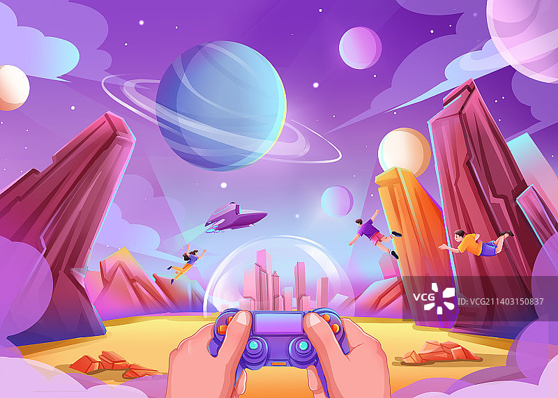 玩游戏插画图片素材