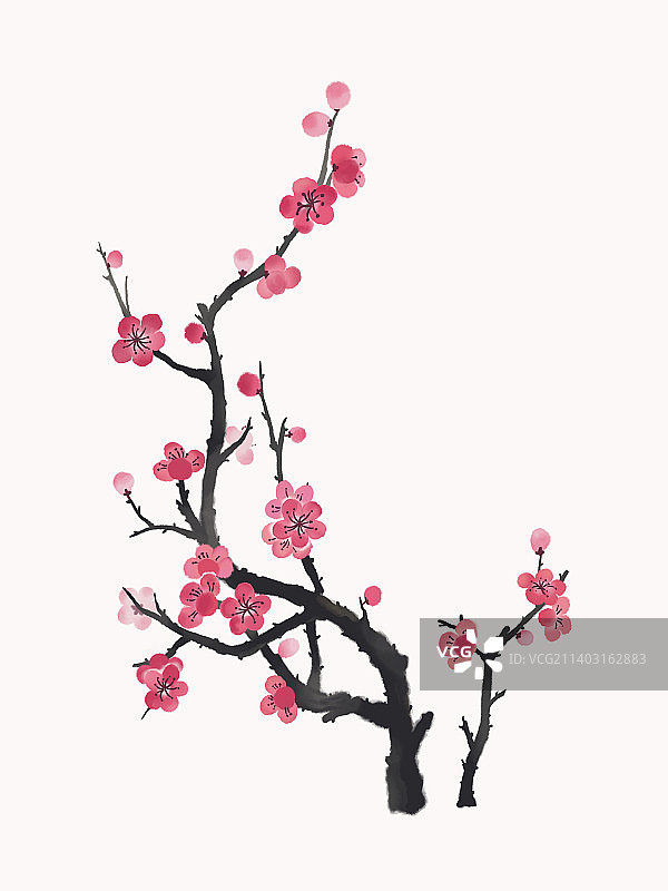 梅花国风水墨插画图片素材