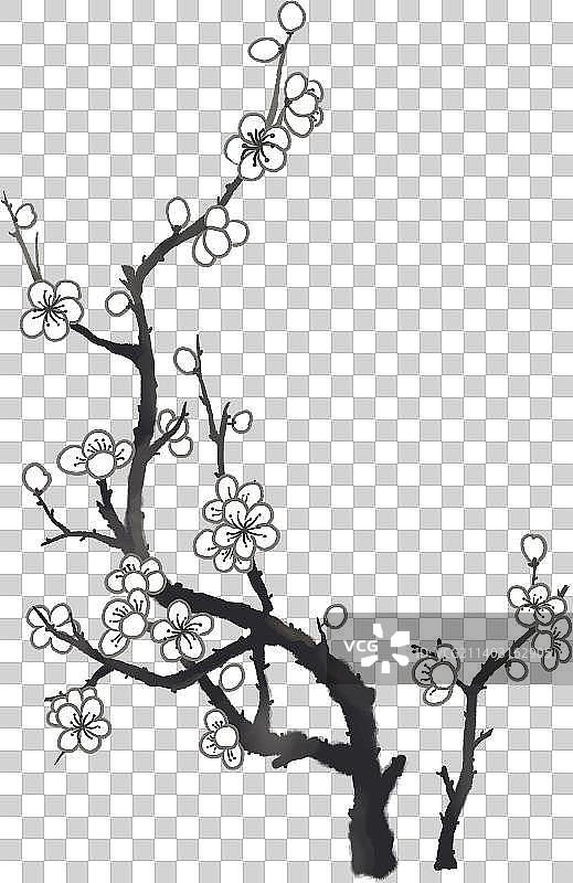 梅花国风水墨插画图片素材