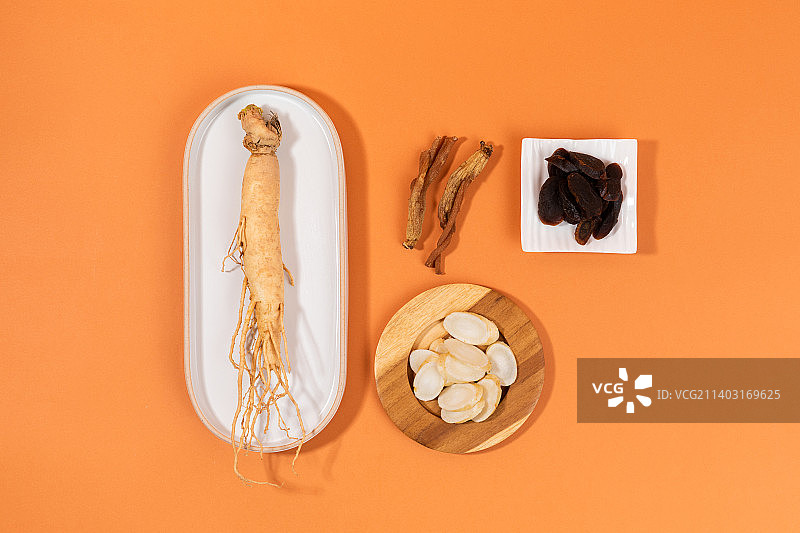 东方药用根植物新鲜人参图片素材