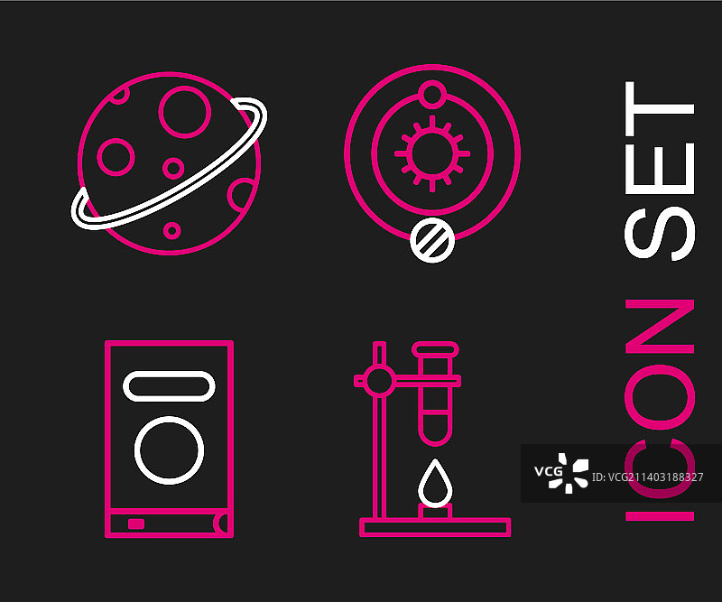 试管烧瓶加热器线条组合图片素材