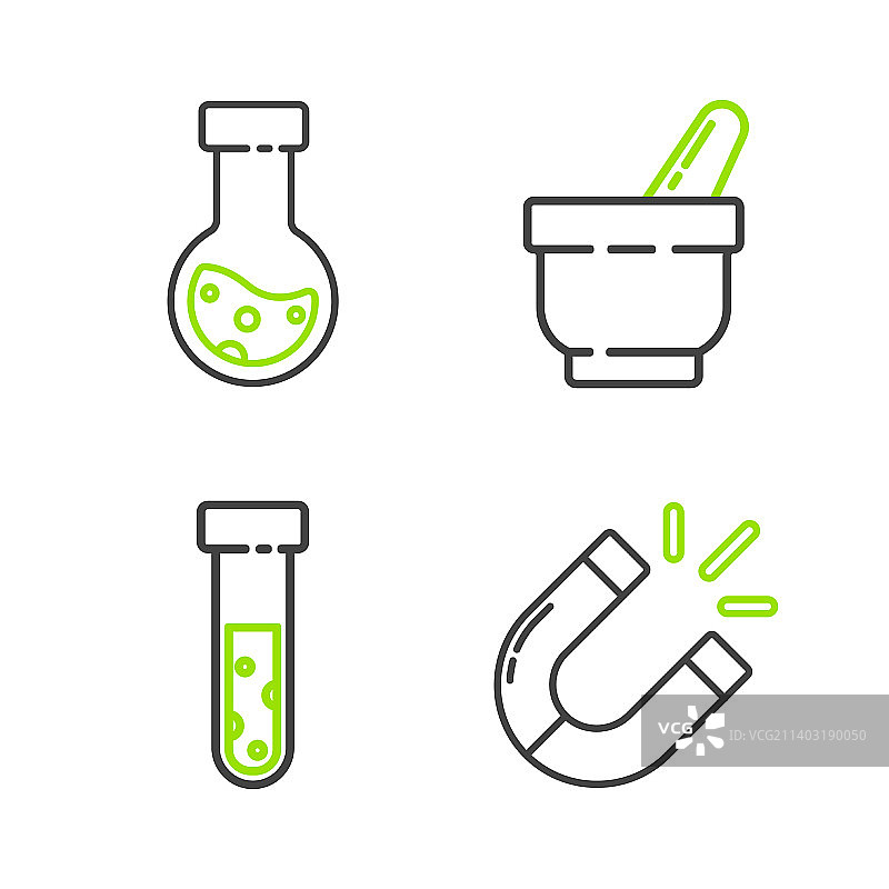 磁铁、试管烧瓶化学图标图片素材