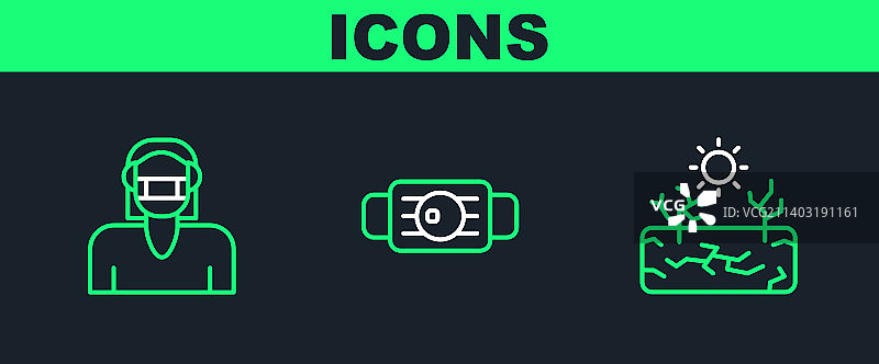 干旱、防护面罩的线条组合图片素材