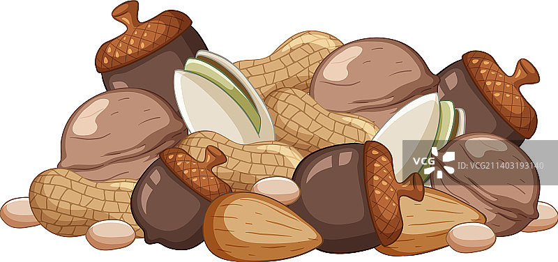 许多橡子核桃杏仁花生开心果图片素材