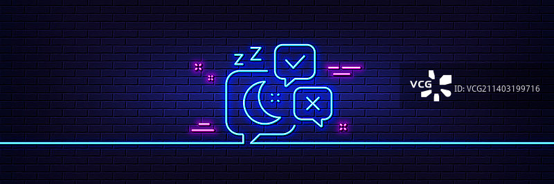 睡眠线性图标，夜晚休息霓虹灯光图片素材