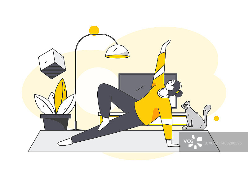 练习瑜伽身心健康扁平矢量概念运营插画图片素材