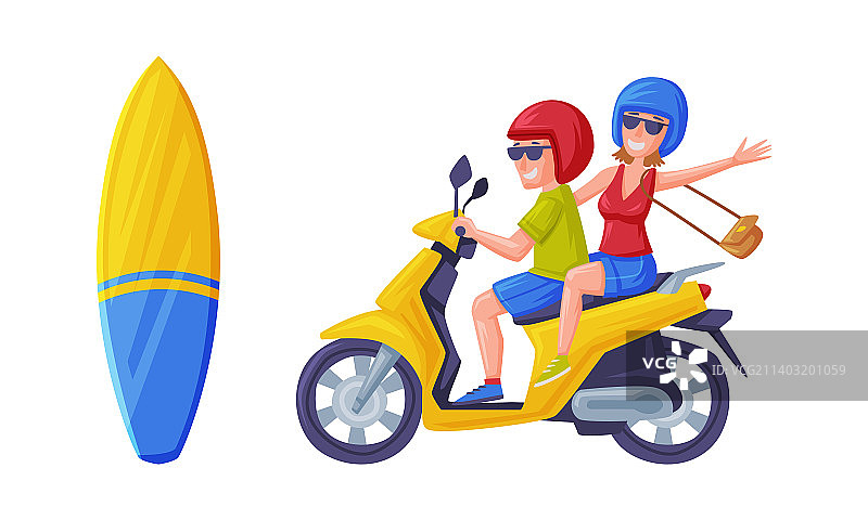 男女在巴厘岛骑摩托车图片素材