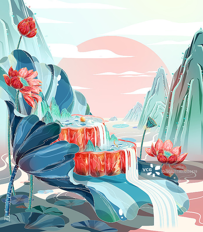 美丽的荷塘月色图片素材