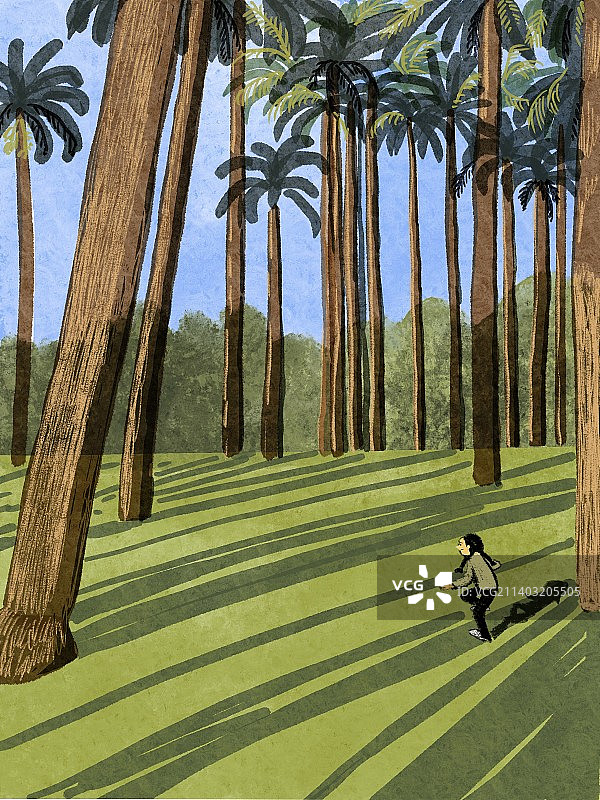 植物园游玩插画图片素材