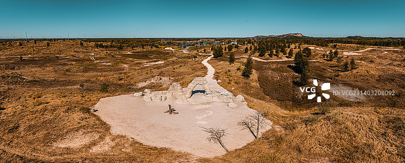 辽宁省阜新市彰武县德力格尔风景区回望沙原（航拍）图片素材