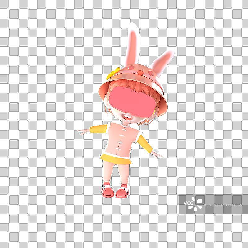 3D渲染卡通可爱女孩图片素材