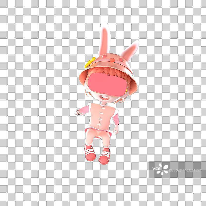 3D渲染卡通可爱女孩图片素材