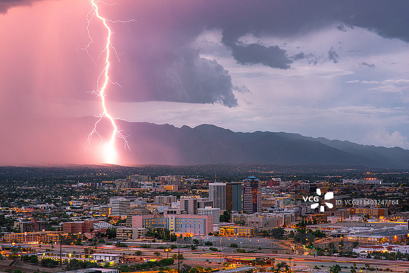 美国亚利桑那州图森璀璨城市夜景全景图片素材