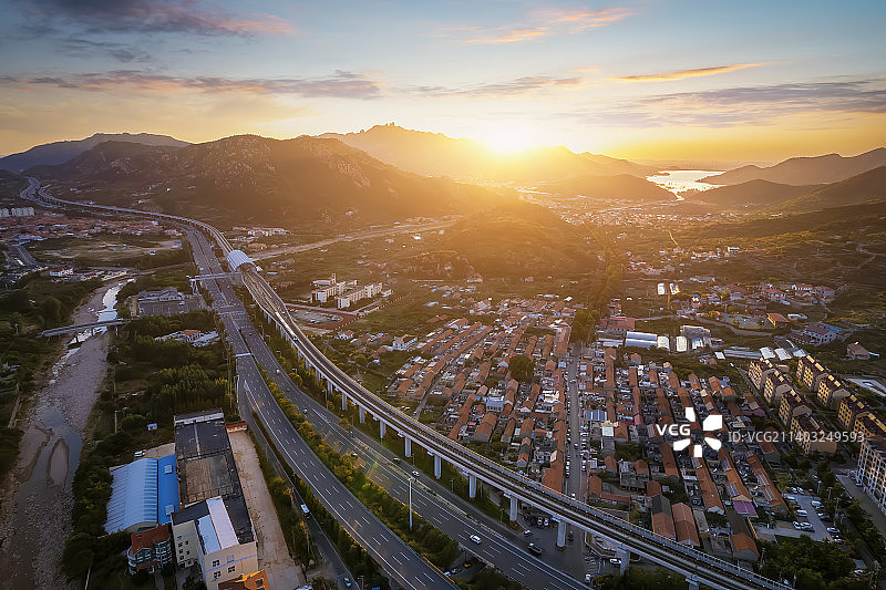 航拍青岛乡村风貌图片素材